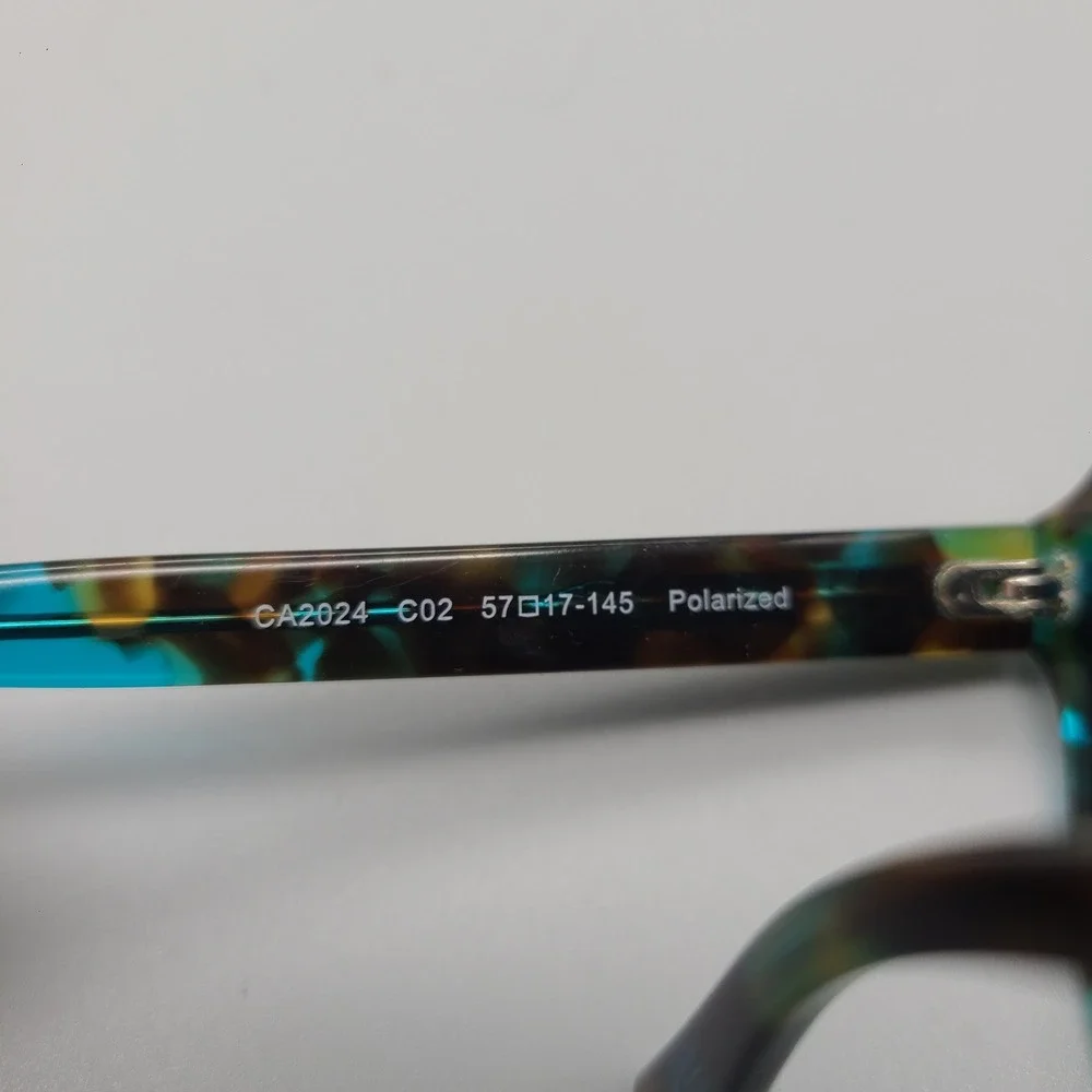 Carfia CA2024 C02 Blue Green Tortoise Polarized Oval Sunglasses 57-17-145